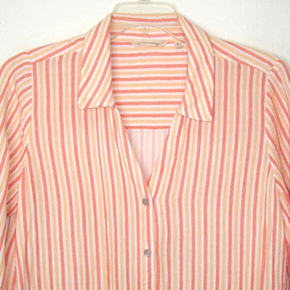 Soft Surroundings Womens Orange Striped Escambia Gauze Tunic Shirt - Picture 8 of 10